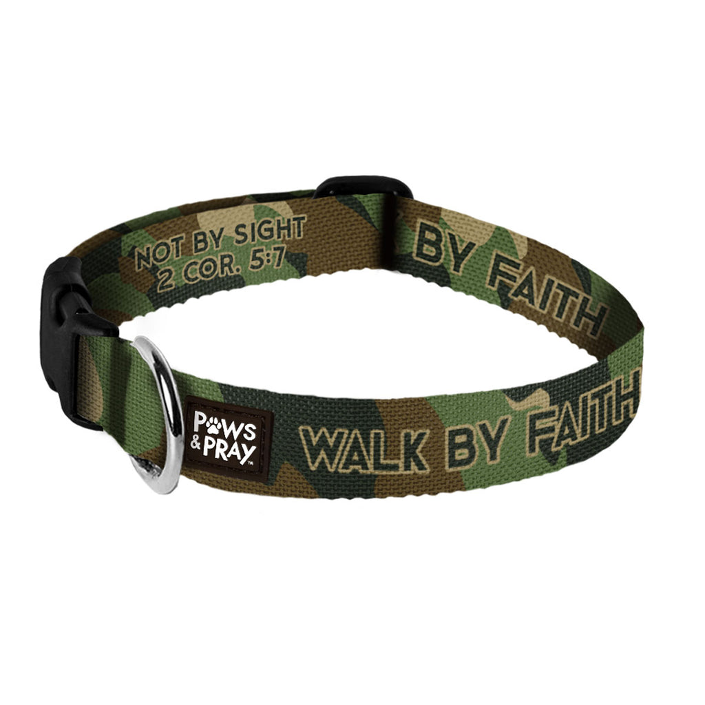 Paws & Pray Walk By Faith Camo Pet Collar