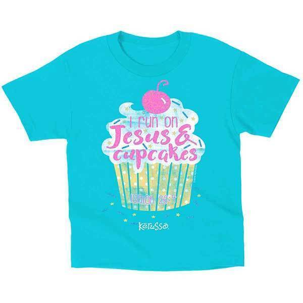 Blue Isaiah 26:4 Jesus and Cupcakes Kids Christian T Shirt