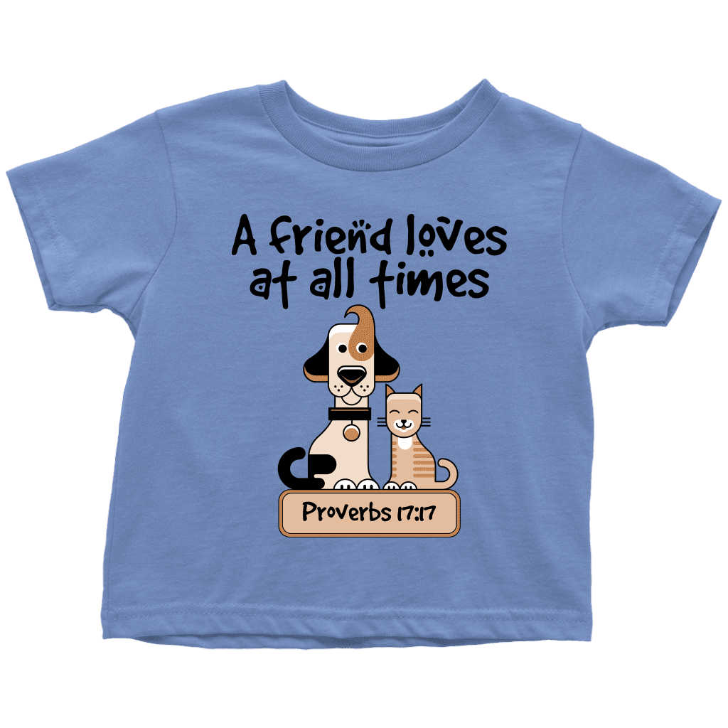 Kids Christian T Shirt Baby Blue 2T Proverbs 17:17 Friend Love