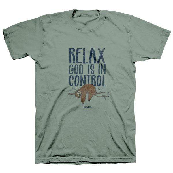 Green Philippians 4:6-7 ‘Relax God Is In Control’ Christian T-Shirt