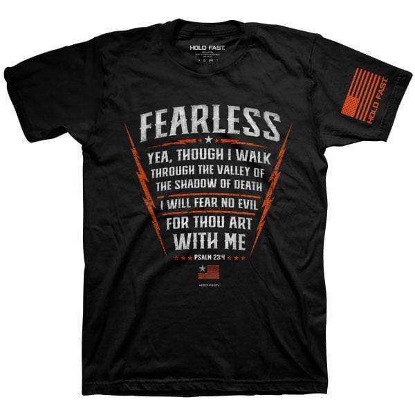 Black Psalm 23:4 'Fearless' Men's Christian T-Shirt