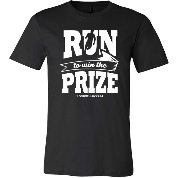 Black 1 Corinthians 9:24 'Run to Win the Prize' Bible T-Shirts
