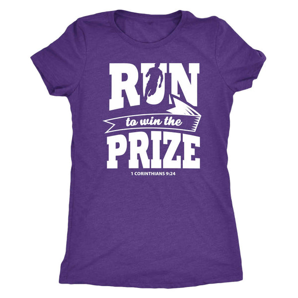Purple Rush 1 Cor 9:24 'Run to Win the Prize' Women Bible T-Shirts