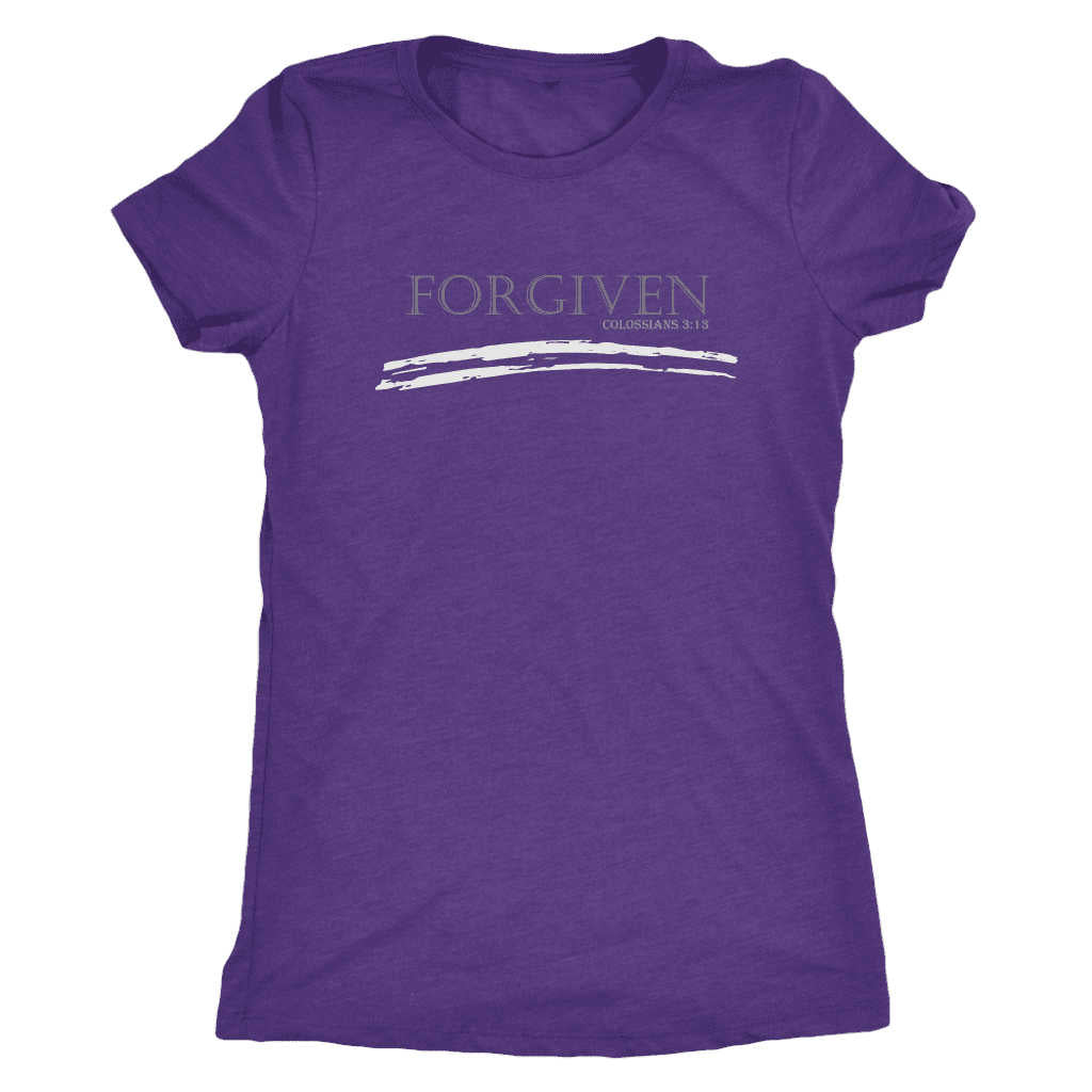 Purple Rush Colossians 3:13 'Forgiven' Women's Christian T-Shirt