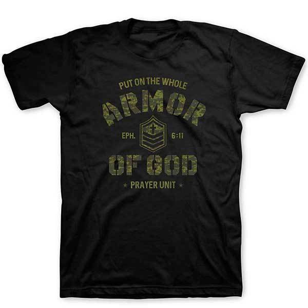 Black Ephesians 6:11 'Armor of God' Camo Bible T Shirt