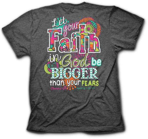 Shirts S / Charcoal Heather 1 John 4:18 ‘Let Your Faith In God Be Bigger’ Bible Verse T-Shirt