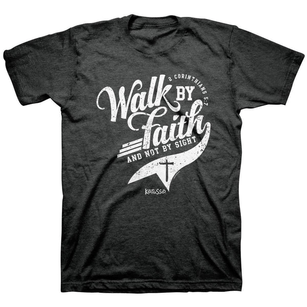 Black Heather 2 Corinthians 5:7 'Walk By Faith' Christian T-Shirt