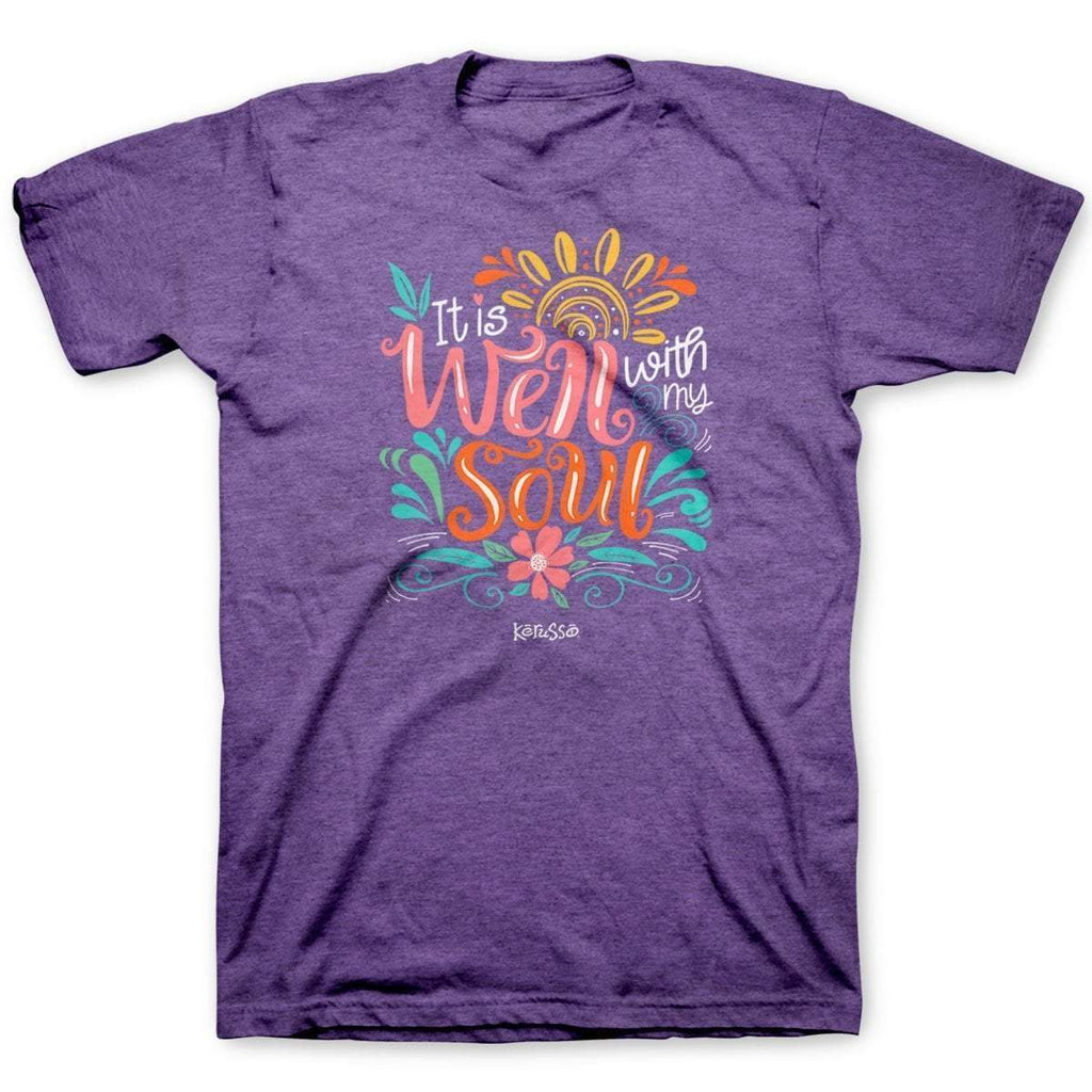 Purple Psalm 46:1-3 'It Is Well' Christian T-Shirt