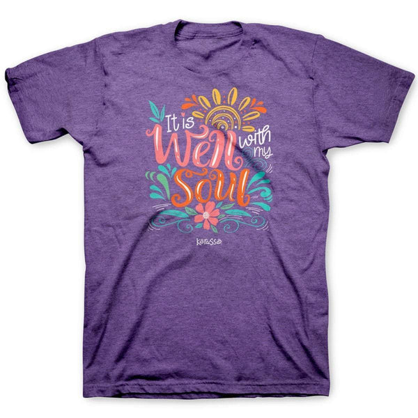 Purple Psalm 46:1-3 'It Is Well' Christian T-Shirt